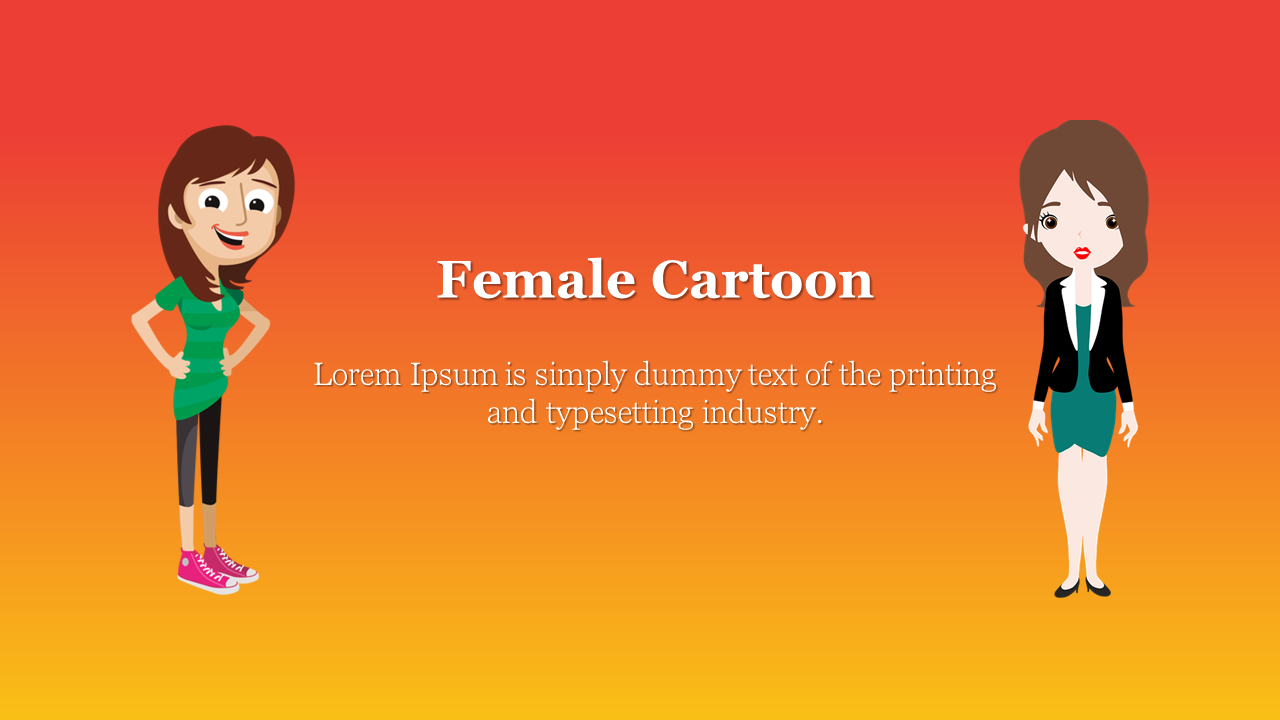 Best Female Cartoon PowerPoint Presentation template 